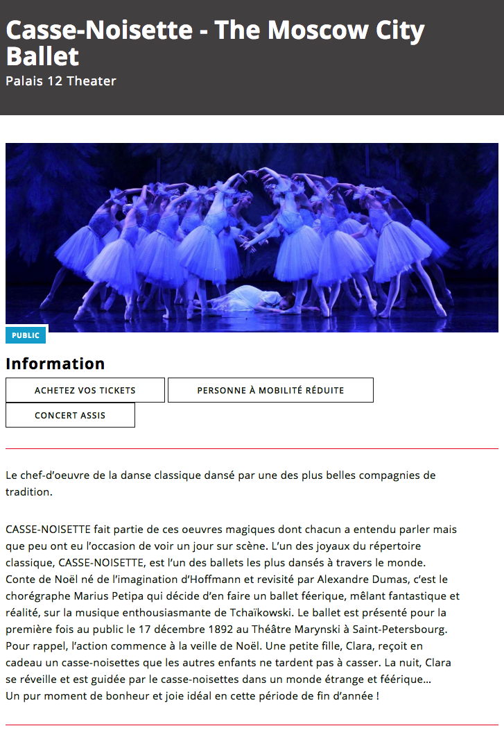 Page Internet. Casse-Noisette - The Moscow City Ballet. 2018-12-02